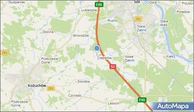 mapa Ciepielów, Ciepielów gmina Nowa Sól na mapie Targeo